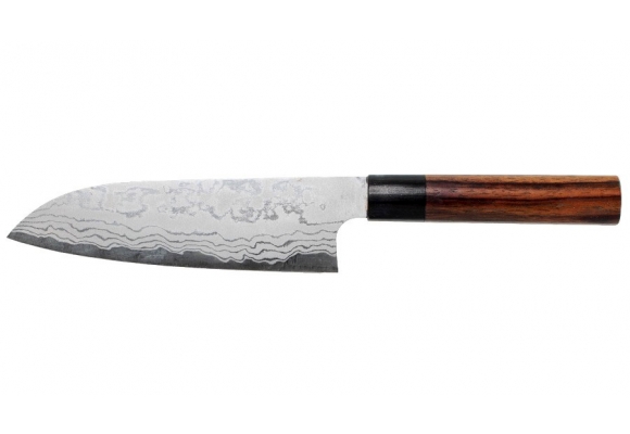 Sirou Kamo Shirogami nóż Santoku 165