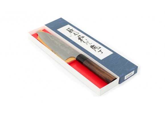 Sirou Kamo Shirogami nóż Santoku 165