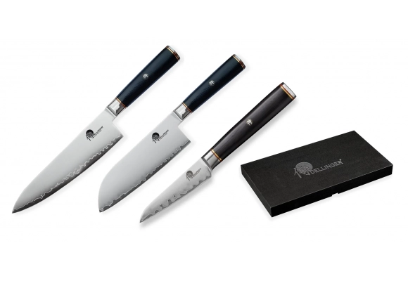 Zestaw noży Dellinger Okami 3-warstwowy AUS10 Gyuto Santoku obierak