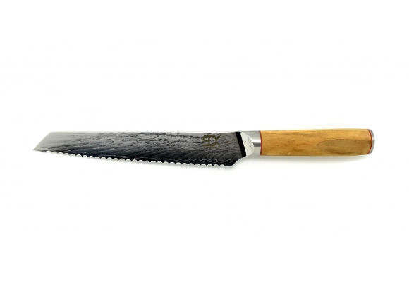 Dellinger Olive Wood Damascus nóż do pieczywa
