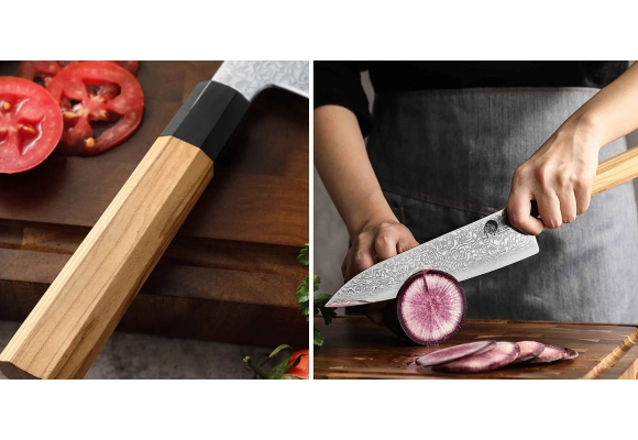 Nóż szefa kuchni Gyuto Dellinger Buffalo Olive Octagon 215 mm