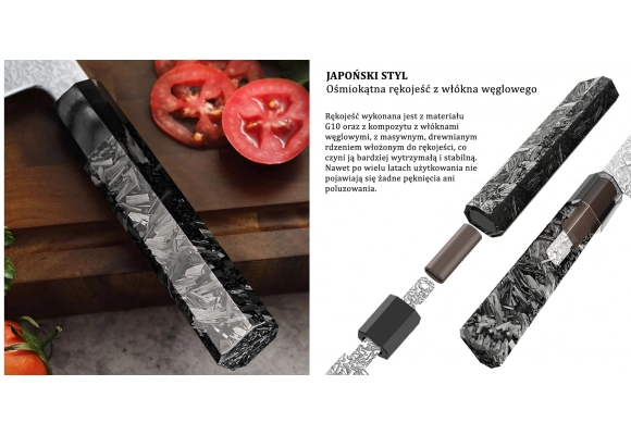Dellinger Carbon Fiber Octagon Gyuto 215 mm