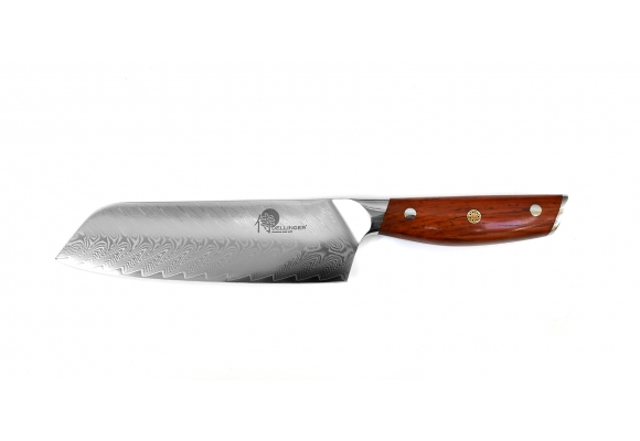 Dellinger Rose Wood Damascus nóż Santoku 175