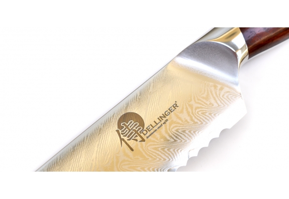 Dellinger Rose Wood Damascus nóż do pieczywa 200