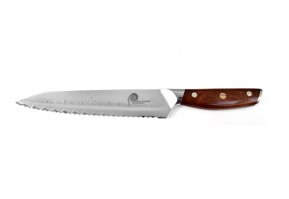 Dellinger Rose Wood Damascus nóż do pieczywa 200