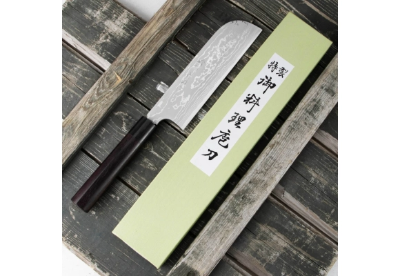 Nóż Hideo Kitaoka Shirogami Satin Usuba Kamagata 180