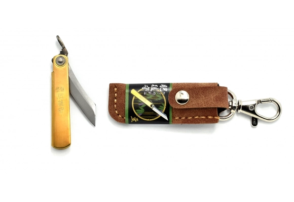 Nóż Higonokami składany 38 mm SK-5 w pokrowcu BROWN