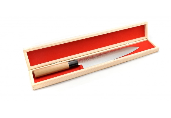 Pudełko na długie noże - drewniane z czerwonym wypełnieniem