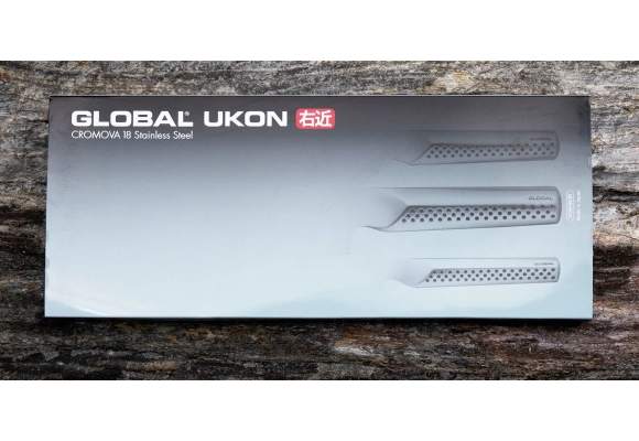 Zestaw noży Global Ukon Nóż Szef kuchni 20 cm + Nóż uniwersalny 15 cm + Nóż do obierania 9 cm