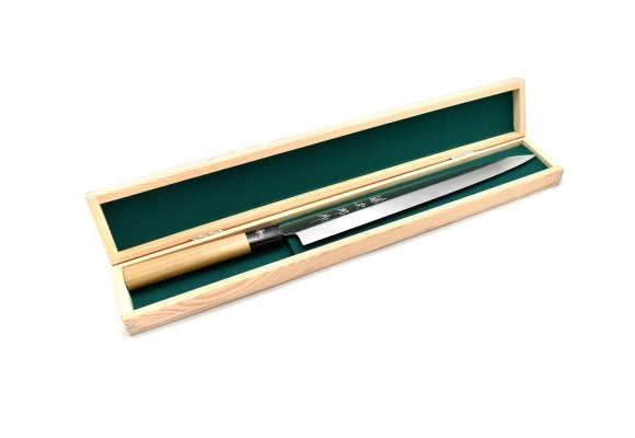 Pudełko na długie noże - drewniane z zielonym wypełnieniem
