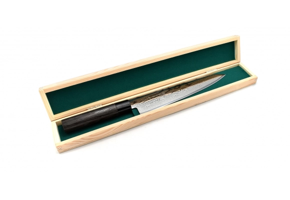 Pudełko na długie noże - drewniane z zielonym wypełnieniem