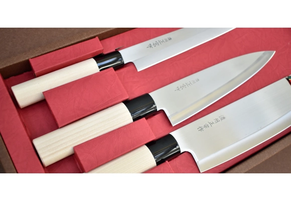 Zestaw noży Satake - Yanagiba, Gyuto, Nakiri