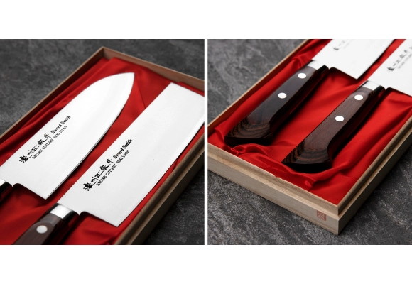 Zestaw noży Satake Unique Shirogami#2 Nakiri + Santoku