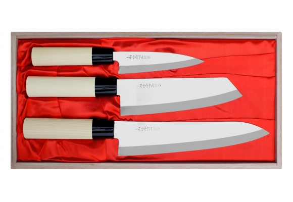 Zestaw noży Satake Megumi - Gyuto, Bunka, Petty knife